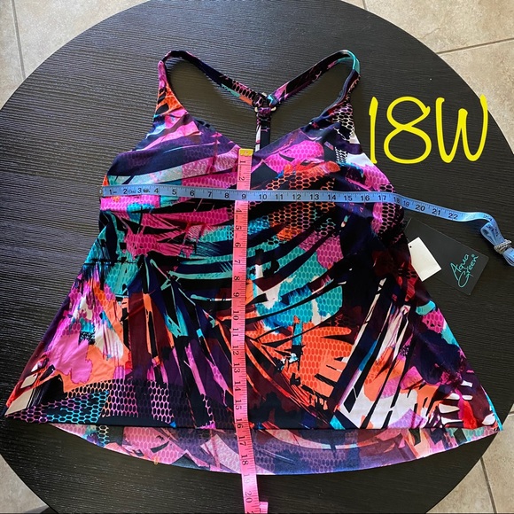 Plus Size Racerback Tankini Top MultiColor - Picture 10 of 14